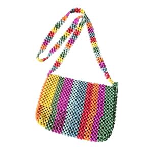 Cynthia Rowley Multicolor Stripe Beaded Vintage Crossbody Bag